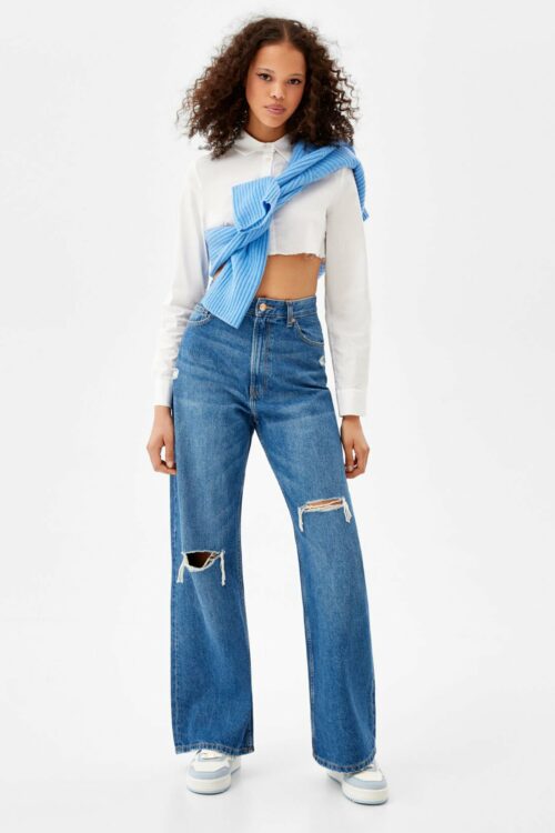 Ripped Wide-Leg ’90s Jeans